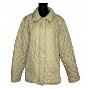 WHITE STAG Tan Quilted Jacket L 12/14 Collared Zíper & Button Closure & Pocket s